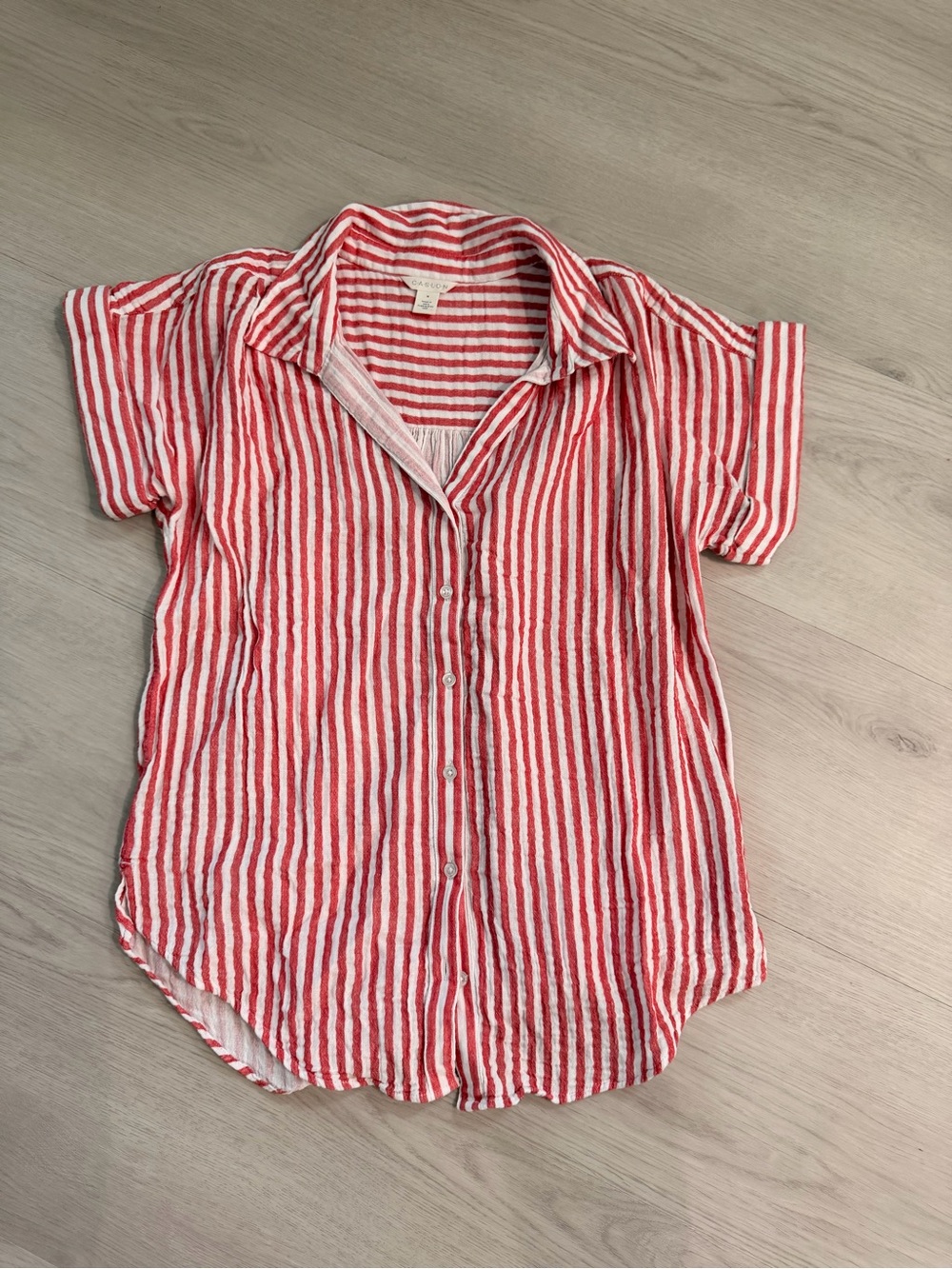 Caslon red and white striped top